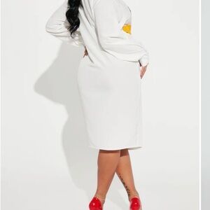 Fashion Nova White Dress with Yellow Accent